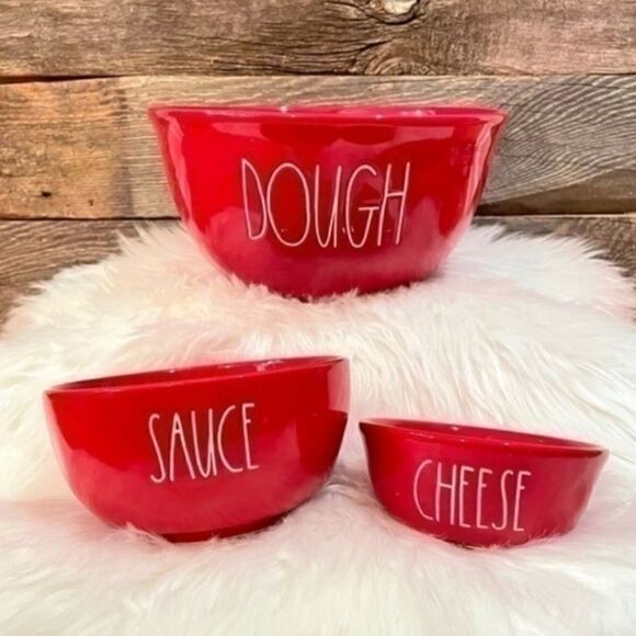 Rae Dunn New in Box Pizza 3 pc Mixing Bowl Set - Picture 2 of 5